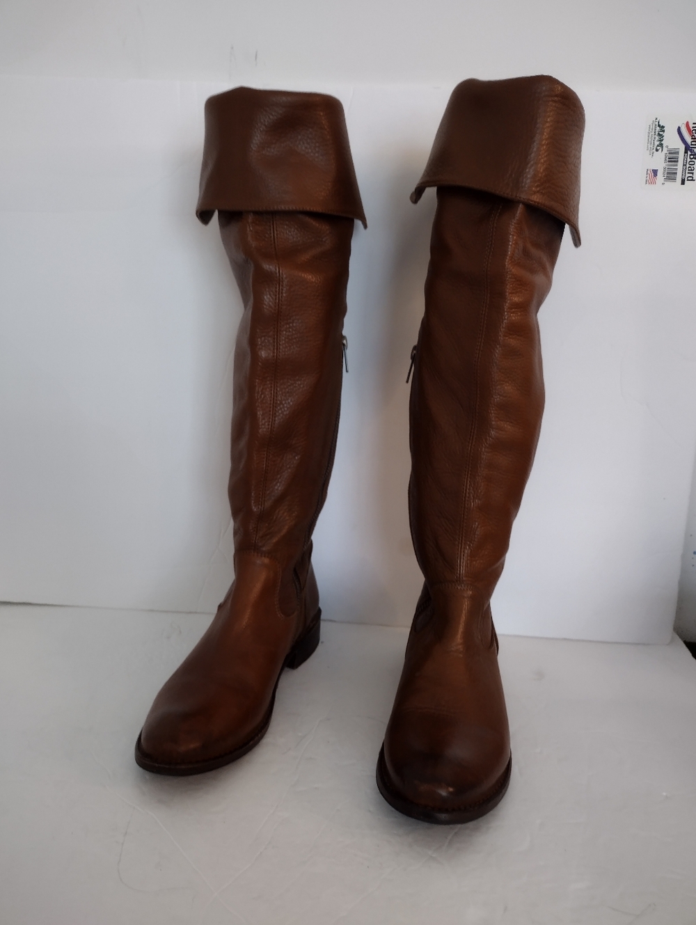 Frye Shirley Over The Knees Boots Size 7.5 Brown Leather Thigh High Fold Over - Picture 9 of 16